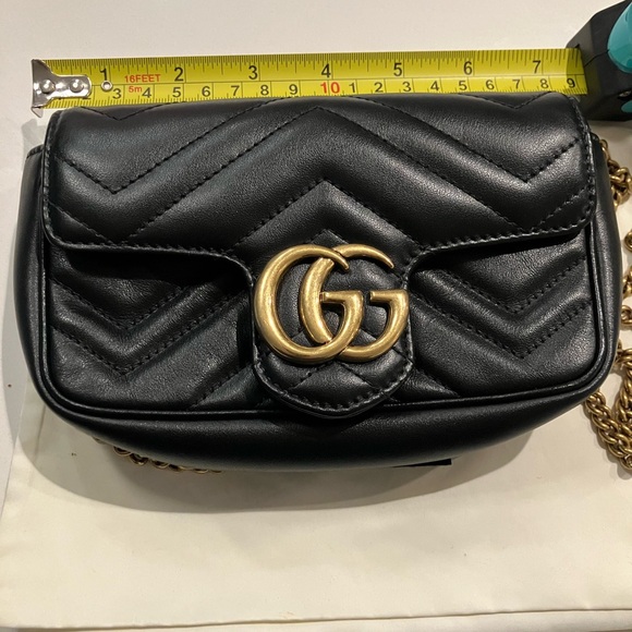 Gucci Double G Super Mini Marmont Black Crossbody Bag Used Once - Picture 11 of 11